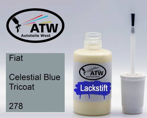 Fiat, Celestial Blue Tricoat, 278: 20ml Lackstift, von ATW Autoteile West.